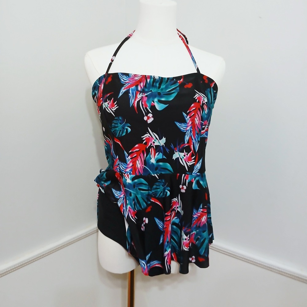 ADOME Womens XXL Tankini Tropical Floral Swimsuit NWOT
